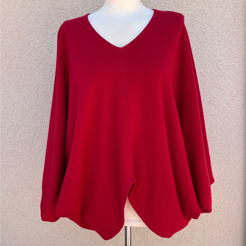 St. John Red Dolman Batwing Thick Knit Blouse S Wool Blend